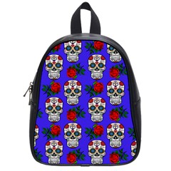 Skull Pattern Blue School Bag (Small)