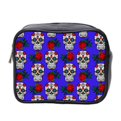 Skull Pattern Blue Mini Toiletries Bag (Two Sides)