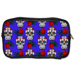 Skull Pattern Blue Toiletries Bag (Two Sides)