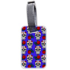 Skull Pattern Blue Luggage Tags (Two Sides)