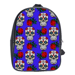 Skull Pattern Blue School Bag (XL)