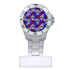 Skull Pattern Blue Plastic Nurses Watch