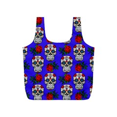 Skull Pattern Blue Full Print Recycle Bag (S)