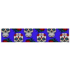 Skull Pattern Blue Small Flano Scarf