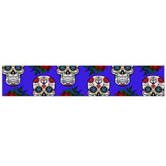 Skull Pattern Blue Large Flano Scarf 