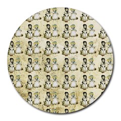 Little Victorian Girls Pattern Round Mousepads by snowwhitegirl