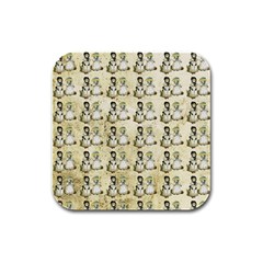 Little Victorian Girls Pattern Rubber Square Coaster (4 Pack)  by snowwhitegirl