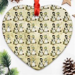 Little Victorian Girls Pattern Heart Ornament (two Sides) by snowwhitegirl