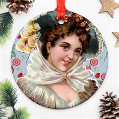 Victorian Lady Blue Floral Ornament (round) by snowwhitegirl