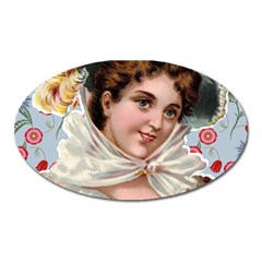 Victorian Lady Blue Floral Oval Magnet by snowwhitegirl