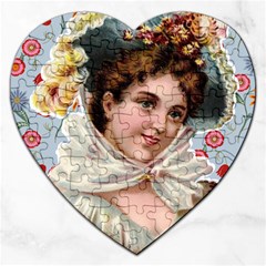 Victorian Lady Blue Floral Jigsaw Puzzle (heart) by snowwhitegirl