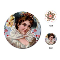 Victorian Lady Blue Floral Playing Cards (round) by snowwhitegirl