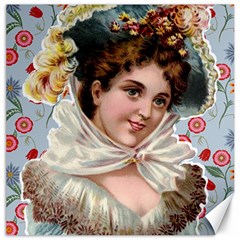 Victorian Lady Blue Floral Canvas 12  X 12  by snowwhitegirl