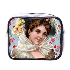 Victorian Lady Blue Floral Mini Toiletries Bag (one Side) by snowwhitegirl