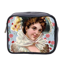 Victorian Lady Blue Floral Mini Toiletries Bag (two Sides) by snowwhitegirl