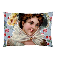 Victorian Lady Blue Floral Pillow Case (two Sides) by snowwhitegirl