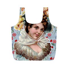 Victorian Lady Blue Floral Full Print Recycle Bag (m) by snowwhitegirl