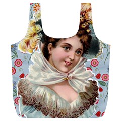 Victorian Lady Blue Floral Full Print Recycle Bag (xl) by snowwhitegirl