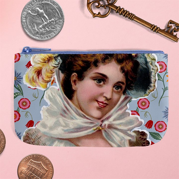 Victorian Lady Blue Floral Large Coin Purse