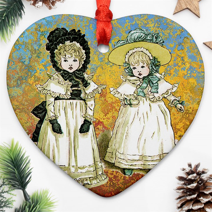 Little Victorian Girls Ornament (Heart)