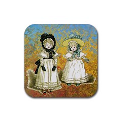 Little Victorian Girls Rubber Coaster (square)  by snowwhitegirl