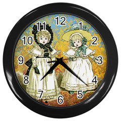 Little Victorian Girls Wall Clock (black) by snowwhitegirl