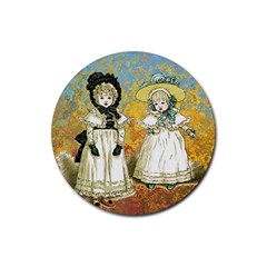 Little Victorian Girls Rubber Coaster (round)  by snowwhitegirl