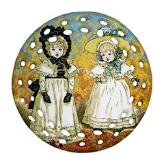 Little Victorian Girls Round Filigree Ornament (two Sides) by snowwhitegirl