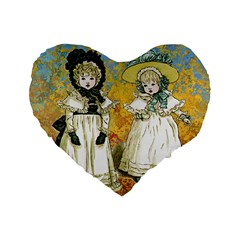 Little Victorian Girls Standard 16  Premium Heart Shape Cushions by snowwhitegirl