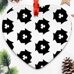 Black And White Pattern Heart Ornament (two Sides) by Simbadda