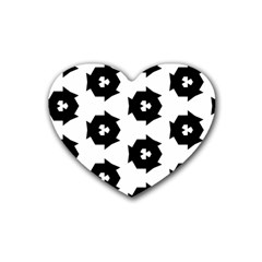 Black And White Pattern Rubber Coaster (heart)  by Simbadda