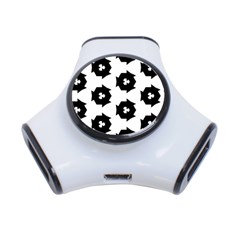 Black And White Pattern 3-port Usb Hub by Simbadda