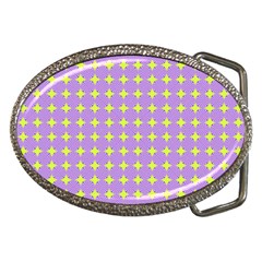 Pastel Mod Purple Yellow Circles Belt Buckles