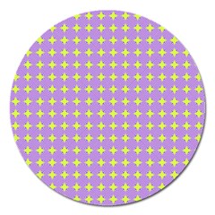 Pastel Mod Purple Yellow Circles Magnet 5  (round) by BrightVibesDesign