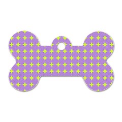 Pastel Mod Purple Yellow Circles Dog Tag Bone (two Sides) by BrightVibesDesign