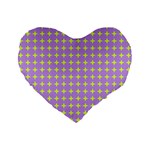 Pastel Mod Purple Yellow Circles Standard 16  Premium Flano Heart Shape Cushions Front