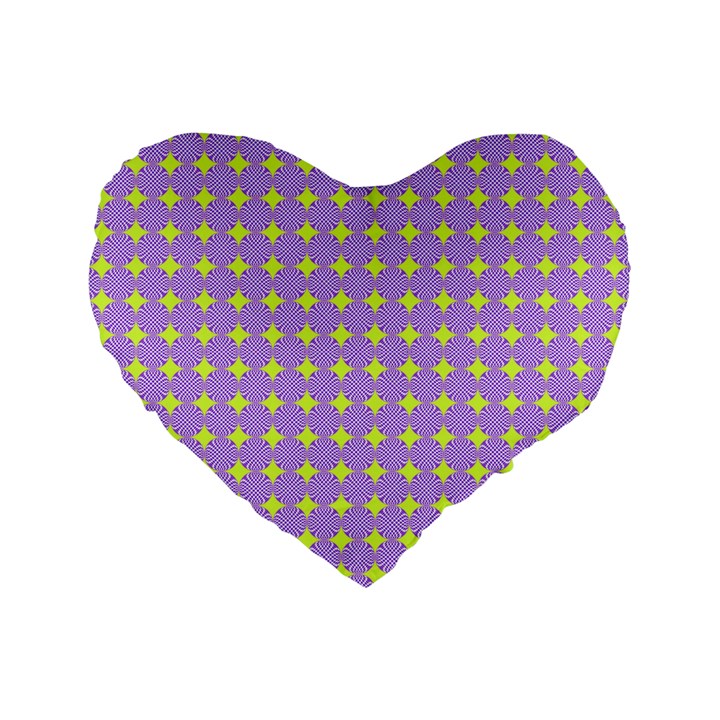 Pastel Mod Purple Yellow Circles Standard 16  Premium Flano Heart Shape Cushions