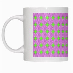 Pastel Mod Pink Green Circles White Mugs by BrightVibesDesign