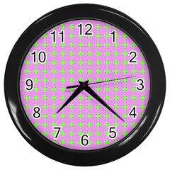 Pastel Mod Pink Green Circles Wall Clock (black) by BrightVibesDesign