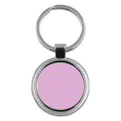 Pastel Mod Pink Green Circles Key Chains (round)  by BrightVibesDesign