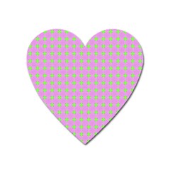 Pastel Mod Pink Green Circles Heart Magnet by BrightVibesDesign