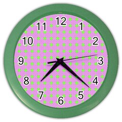 Pastel Mod Pink Green Circles Color Wall Clock by BrightVibesDesign