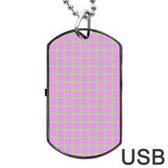 Pastel Mod Pink Green Circles Dog Tag Usb Flash (two Sides) by BrightVibesDesign