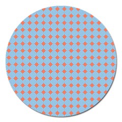 Pastel Mod Blue Orange Circles Magnet 5  (round) by BrightVibesDesign