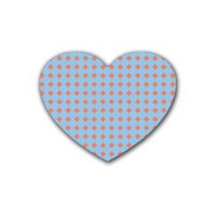 Pastel Mod Blue Orange Circles Rubber Coaster (heart)  by BrightVibesDesign