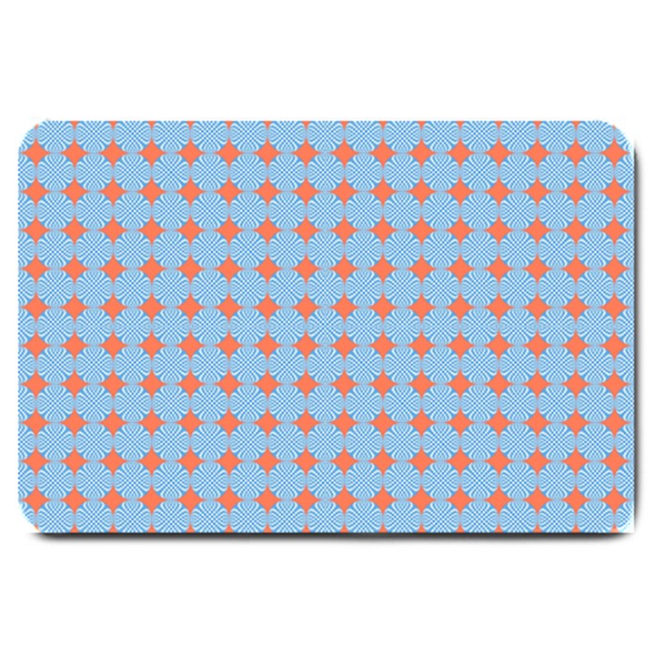 Pastel Mod Blue Orange Circles Large Doormat 