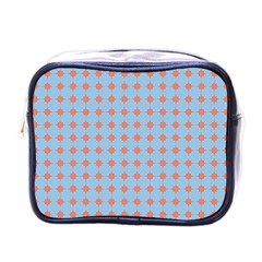 Pastel Mod Blue Orange Circles Mini Toiletries Bag (one Side) by BrightVibesDesign