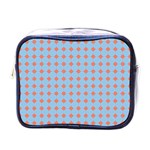 Pastel Mod Blue Orange Circles Mini Toiletries Bag (One Side) Front