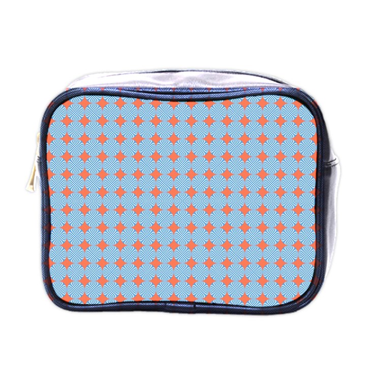 Pastel Mod Blue Orange Circles Mini Toiletries Bag (One Side)