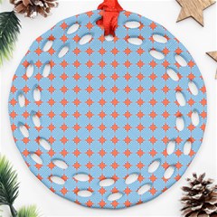 Pastel Mod Blue Orange Circles Ornament (round Filigree) by BrightVibesDesign